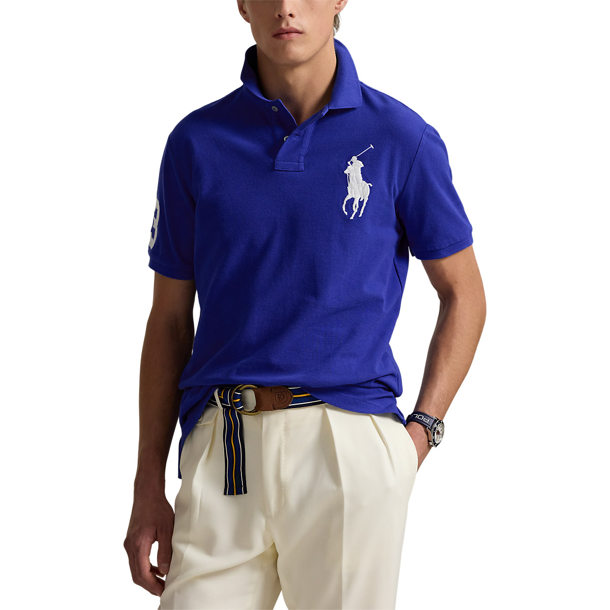 Polo Ralph Lauren Custom Slim Fit Big Pony Mesh Polo Shirt